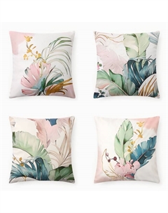 Чехол на подушку "Тропики" 4 шт, 40*40 см, велюр 100% п/э Этель