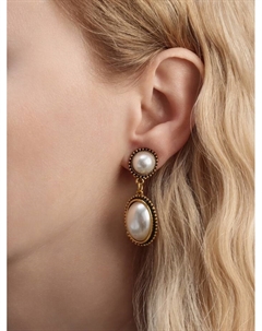 Клипсы для ушей «Круг с овалом», с сеттингом, цвет чернёное золото Qf