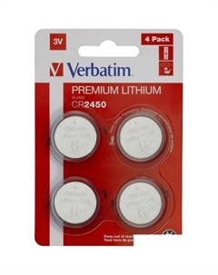 Батарейка CR2450 литиевая блистер 4 шт. 49535 Verbatim