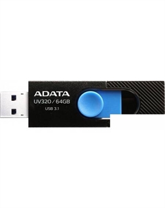 USB Flash UV320 64GB (черный/голубой) Adata