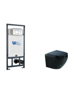 Унитаз подвесной с инсталляцией WeltWasser Marberg 507 + Merzbach 043 MT-BL + Mar 507 SE-CR Weltwasser