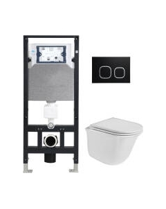 Унитаз подвесной с инсталляцией WeltWasser Amberg 506 + Telbach 004 GL-WT + Amberg RD-BL Weltwasser