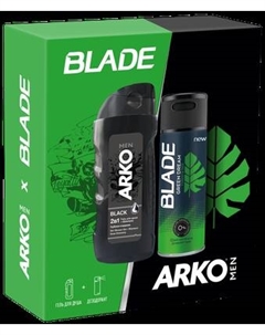 Набор косметики для тела Arko Men Шампунь-гель Black 260мл+Дезодорант-спрей Green Dream 150мл