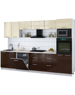 Кухонный гарнитур Интерлиния Мила Gloss 3.2-ПМ1