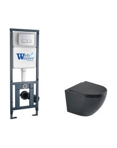 Унитаз подвесной с инсталляцией WeltWasser Marberg 410 + Merzbach 043 MT-BL + Mar 410 SE-CR Weltwasser