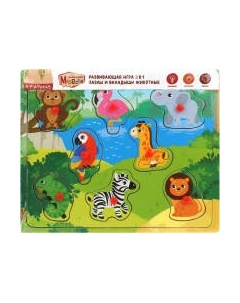 Развивающая игрушка Mapacha Пазл-вкладыш. Животные 2 в 1 / 76845