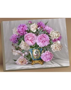 Картина по номерам Флюид Бузин. розовые и белые пионы 40x50 / HR0740