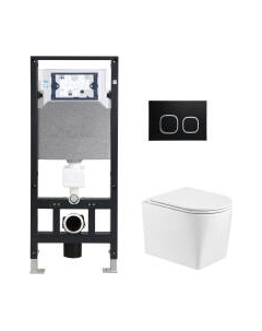 Унитаз подвесной с инсталляцией WeltWasser Amberg 506 + Nesenbach 004 GL-WT + Amberg RD-BL Weltwasser