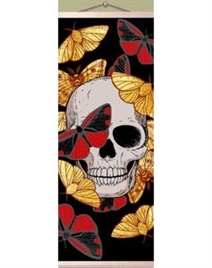 Картина по номерам Флюид Череп с бабочками 23x57 / HRP0152