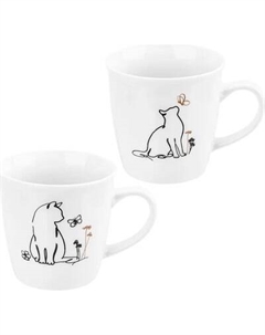 Набор кружек Elan Gallery New Bone China Кот и Бабочка / 230242-2 Elan gallery