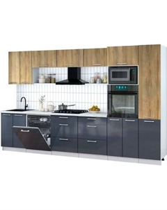Кухонный гарнитур Интерлиния Мила Gloss 3.4-ПМ1