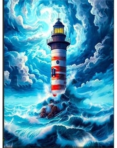Картина по номерам Флюид Маяк во время шторма 40x50 / FHR0425