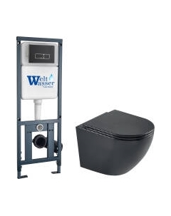 Унитаз подвесной с инсталляцией WeltWasser Marberg 410 + Merzbach 043 MT-BL + Mar 410 SE MT-BL Weltwasser