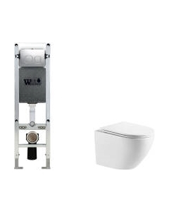 Унитаз подвесной с инсталляцией WeltWasser Amberg 350 ST + Merzbach 043 GL-WT + Amberg RD-CR Weltwasser