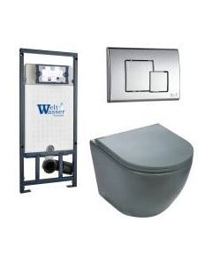 Унитаз подвесной с инсталляцией WeltWasser Marberg 507 + Merzbach 043 MT-GR + Mar 507 SE-CR Weltwasser