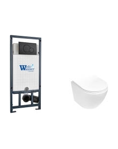 Унитаз подвесной с инсталляцией WeltWasser Marberg 507 + Merzbach 043 MT-WT + Mar 507 RD MT-BL Weltwasser