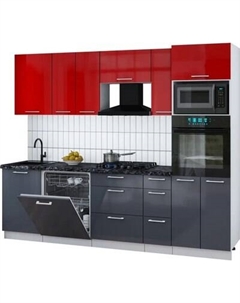 Кухонный гарнитур Интерлиния Мила Gloss 2.6-ПМ1