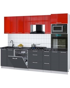 Кухонный гарнитур Интерлиния Мила Gloss 2.7-ПМ1