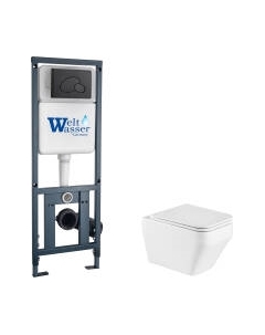 Унитаз подвесной с инсталляцией WeltWasser Marberg 410 + Hofbach 041 GL-WT + Mar 410 RD MT-BL Weltwasser