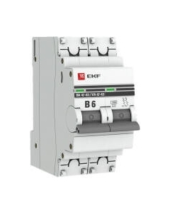Выключатель автоматический EKF 2P 6А (В) 4.5kA ВА 47-63 / mcb4763-2-06B-pro Ekf