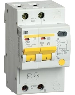 Дифференциальный автомат IEK АД12S 2Р 63А 300мА / MAD13-2-063-C-300 Iek