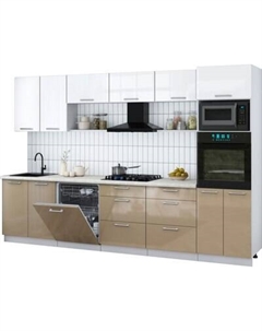 Кухонный гарнитур Интерлиния Мила Gloss 3.2-ПМ1