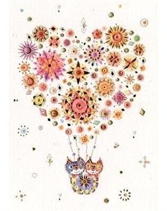 Открытка Turnowsky Воздушный шар-сердце с котами MO6580