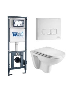 Унитаз подвесной с инсталляцией WeltWasser Marberg 410 + Baarbach 004 GL-WT + Mar 410 SE GL-WT Weltwasser
