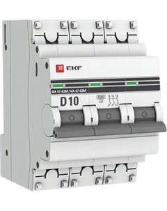 Выключатель автоматический EKF PROxima 3P 10А (C) 6кА ВА 47-63M / mcb4763m-6-3-10D-pro Ekf