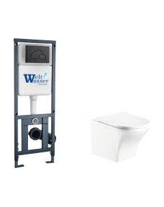 Унитаз подвесной с инсталляцией WeltWasser Marberg 410 + Odenbach 004 GL-WT + 410 RD MT-BL Weltwasser