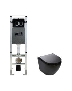 Унитаз подвесной с инсталляцией WeltWasser Amberg 350 ST + Merzbach 043 MT-BL + Amberg RD-BL Weltwasser