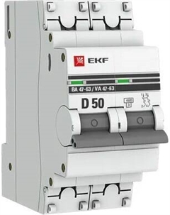 Выключатель автоматический EKF PROxima ВА 47-63 2P 50А (D) 4.5kA / mcb4763-2-50D-pro Ekf