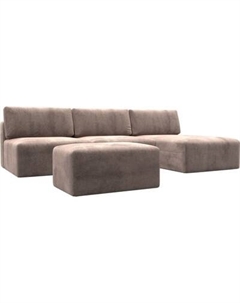 Комплект мягкой мебели Лига Диванов Лига-060 НПБ Лонг угол универсальный с пуфом / 129513 Лига диванов
