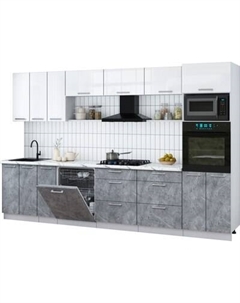 Кухонный гарнитур Интерлиния Мила Gloss 3.3-ПМ1-2