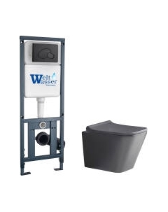 Унитаз подвесной с инсталляцией WeltWasser Marberg 410 + Gelbach 041 MT-GR + Mar 410 RD MT-BL Weltwasser