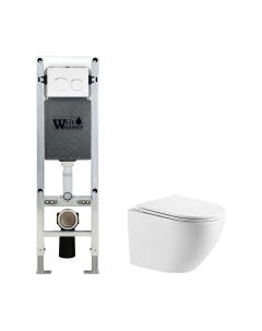 Унитаз подвесной с инсталляцией WeltWasser Amberg 350 ST + Merzbach 043 GL-WT + Amberg RD-WT Weltwasser