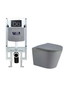 Унитаз подвесной с инсталляцией WeltWasser Amberg 497 ST + Salzbach 043 MT-GR + Amberg RD-BL Weltwasser