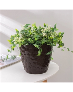 Горшок для цветов с поддоном «Камешки», 5 л, пластик, шоколадный Русспласт