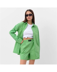 Костюм женский (рубашка и шорты) Summer time, размер 42, зеленый Mist