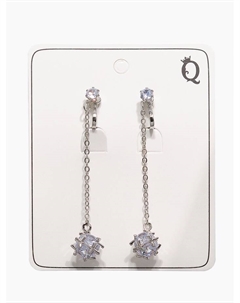 Клипсы для ушей «Чувства», на цепочке, шар 10, цвет белый в серебре Qf