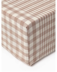 Простыня на резинке евро «» Beige cage, 200×200+30 см, жатый хлопок Этель