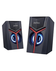 Компьютерные колонки Perfeo Trial, 2.0, 2х3 Вт, Jack 3.5 мм, USB, LED подсветка, чёрные