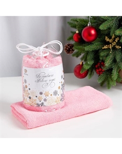 Полотенце подарочное "" "С Новым годом" цвет розовый, 50х90см, 100% хлопок, 340 г/м2 Этель