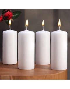 Набор свечей-цилиндр, 5×11.5 см, 4 шт., белая Омский свечной завод