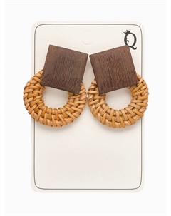 Серьги из дерева «Ваканда» кольцо в квадрате, цвет бежево-коричневый Qf