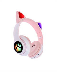Наушники беспроводные, с ушками кошки, MYBIT W-32, Bluetooth 5.0, с микрофоном, AUX, microSD, MP3, 400 мАч, розовые Mybit