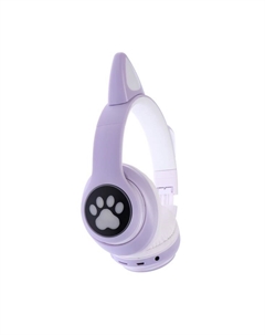 Наушники беспроводные, с ушками кошки, MYBIT W-32, Bluetooth 5.0, с микрофоном, AUX, microSD, MP3, 400 мАч, фиолетовые Mybit
