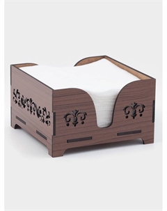 Салфетница деревянная «Орех», 12,5×12,5 см, с салфетками, коричневая Доляна