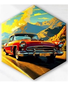 Картина по номерам Флюид Красный ретро автомобиль 37x32 / VHR0006
