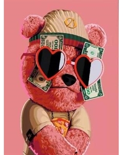 Картина по номерам PaintLine Мишка Тедди с долларами / PL-00311 Paintline